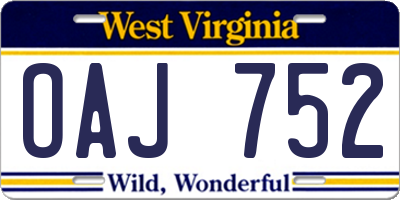 WV license plate OAJ752