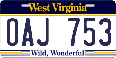 WV license plate OAJ753