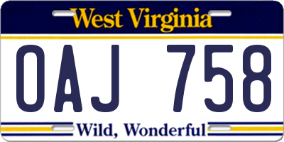 WV license plate OAJ758