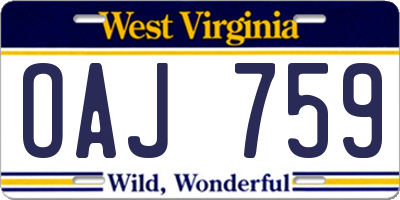 WV license plate OAJ759