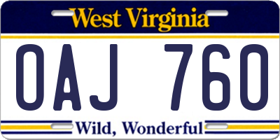 WV license plate OAJ760
