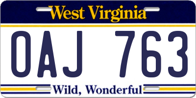 WV license plate OAJ763