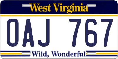 WV license plate OAJ767