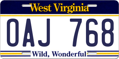 WV license plate OAJ768