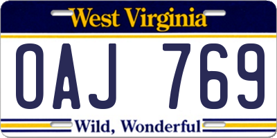 WV license plate OAJ769