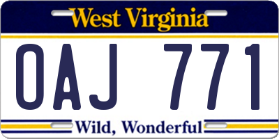 WV license plate OAJ771