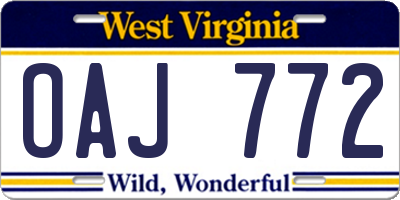 WV license plate OAJ772