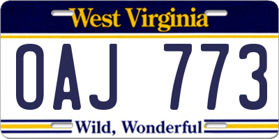WV license plate OAJ773