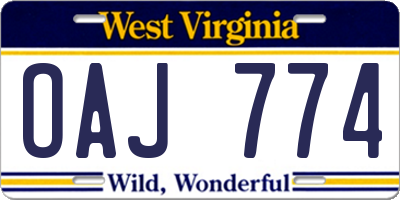 WV license plate OAJ774