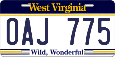 WV license plate OAJ775