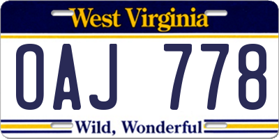 WV license plate OAJ778