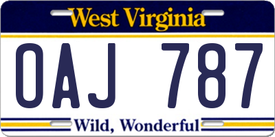 WV license plate OAJ787