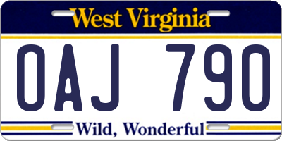 WV license plate OAJ790