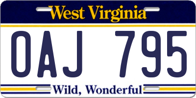 WV license plate OAJ795