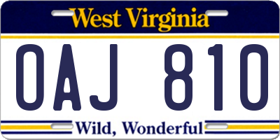 WV license plate OAJ810