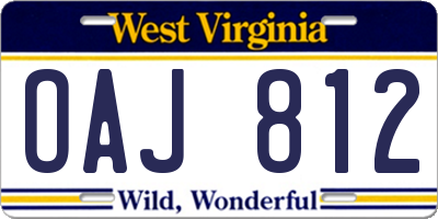 WV license plate OAJ812