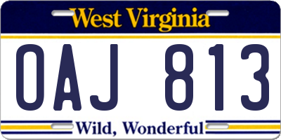 WV license plate OAJ813
