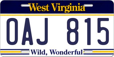 WV license plate OAJ815