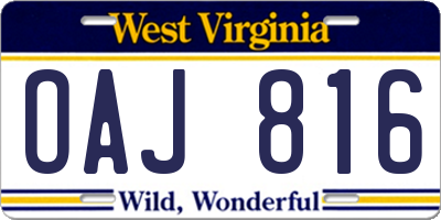WV license plate OAJ816