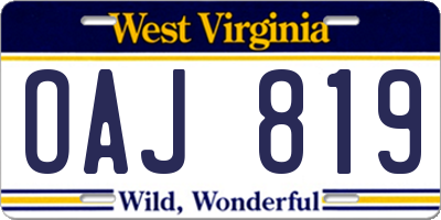 WV license plate OAJ819