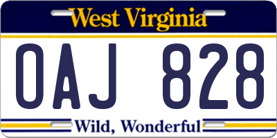WV license plate OAJ828