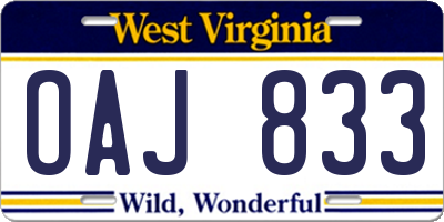 WV license plate OAJ833