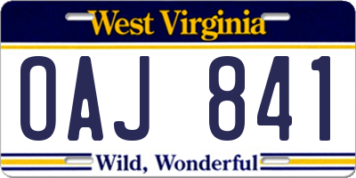 WV license plate OAJ841
