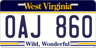 WV license plate OAJ860