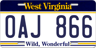 WV license plate OAJ866