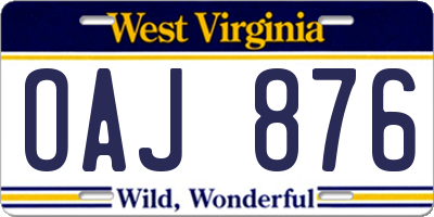 WV license plate OAJ876