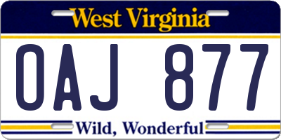 WV license plate OAJ877