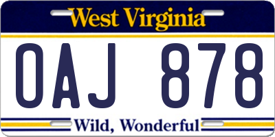 WV license plate OAJ878