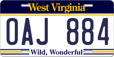 WV license plate OAJ884
