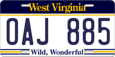 WV license plate OAJ885
