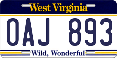 WV license plate OAJ893