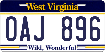 WV license plate OAJ896
