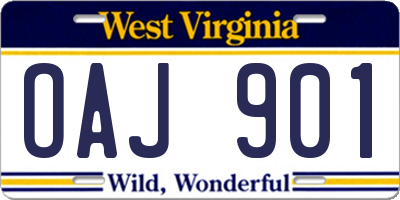 WV license plate OAJ901