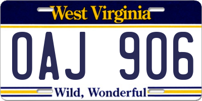 WV license plate OAJ906