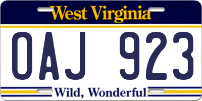 WV license plate OAJ923