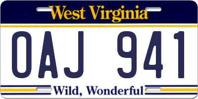 WV license plate OAJ941