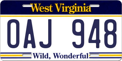WV license plate OAJ948
