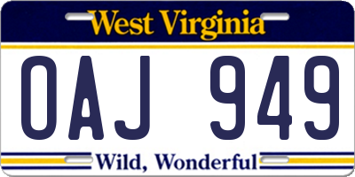 WV license plate OAJ949