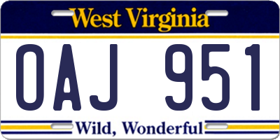 WV license plate OAJ951