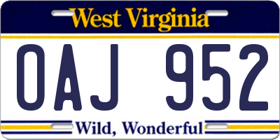 WV license plate OAJ952