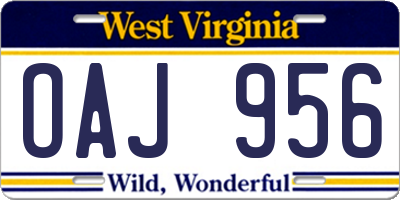 WV license plate OAJ956