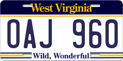 WV license plate OAJ960