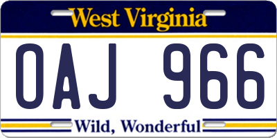 WV license plate OAJ966