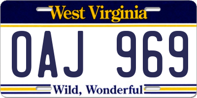 WV license plate OAJ969