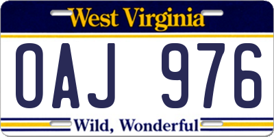 WV license plate OAJ976