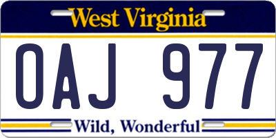 WV license plate OAJ977